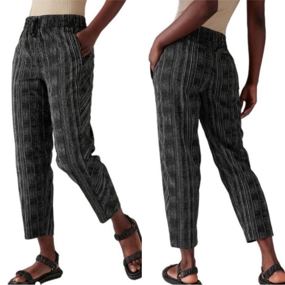 Athleta High Rise Arrival Pants in Amara Stripe Black 4